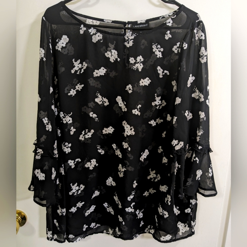 Lane Bryant floral sheer blouse